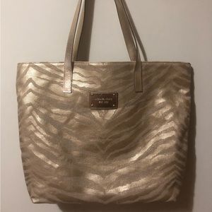 Michael Kors Gold Metallic Shoulder Tote Bag